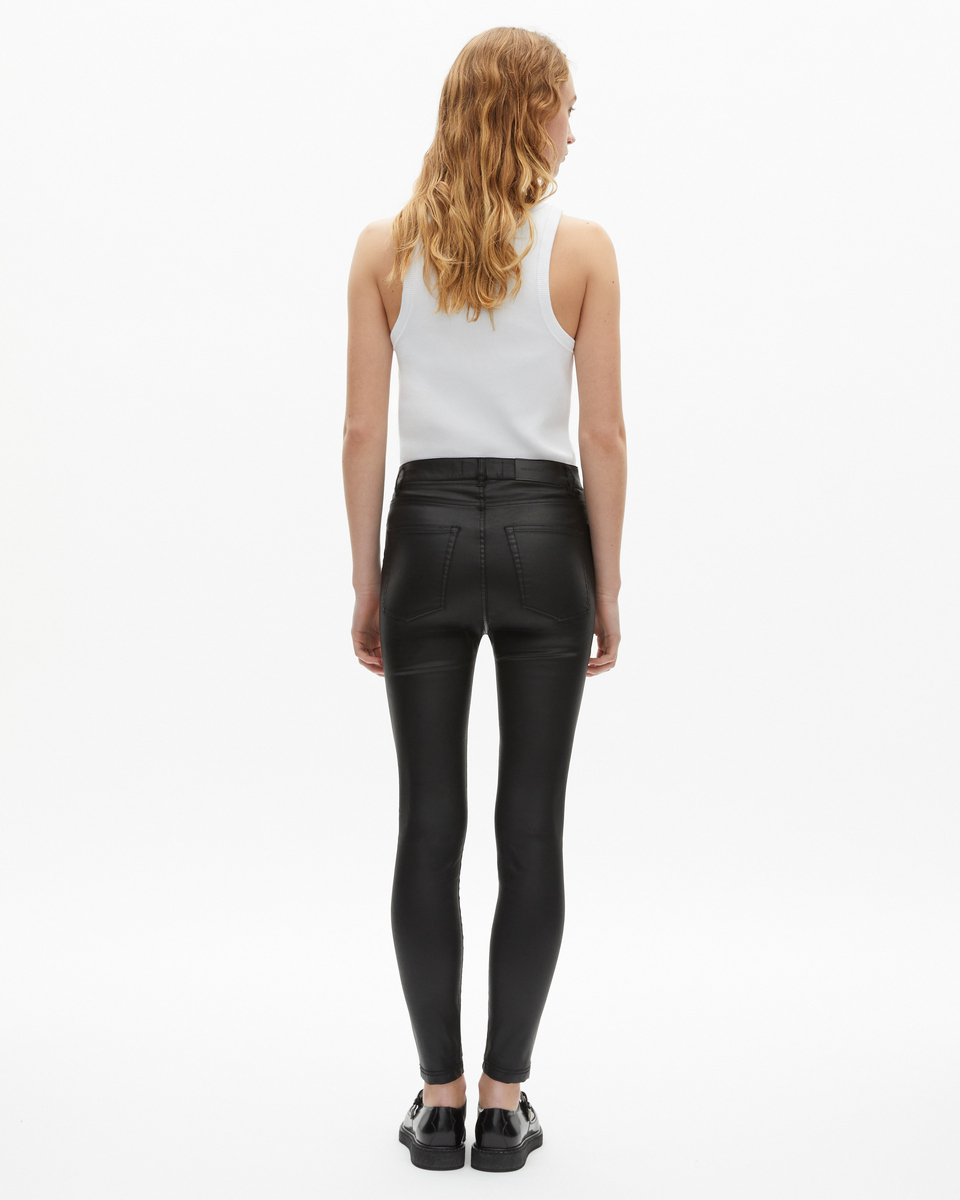 Black leather-effect slim jeans