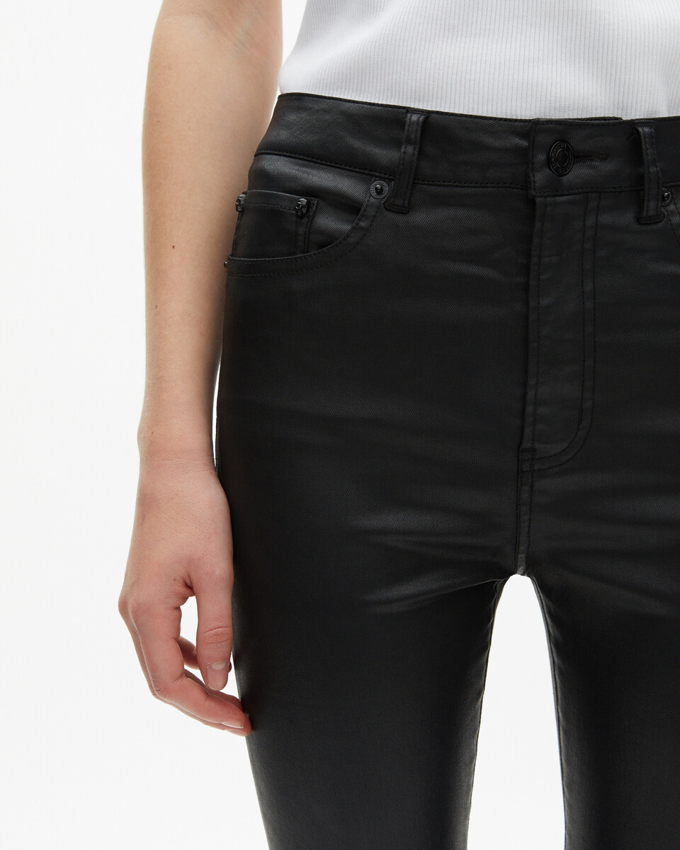 Black leather-effect slim jeans