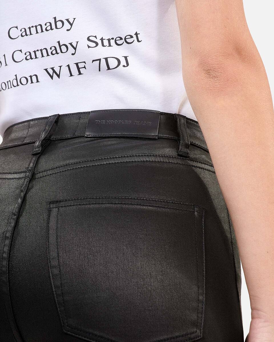Black leather-effect slim jeans