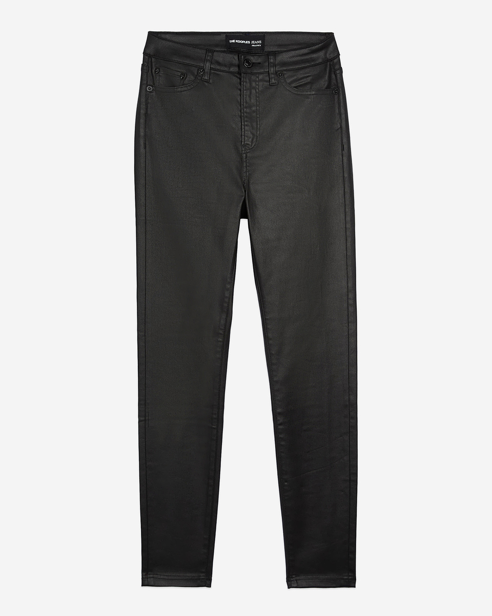 Black leather-effect slim jeans