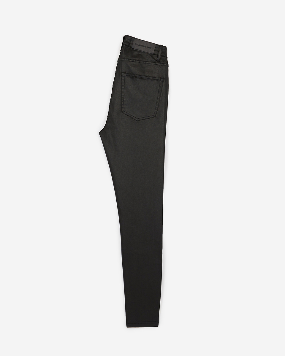 Black leather-effect slim jeans
