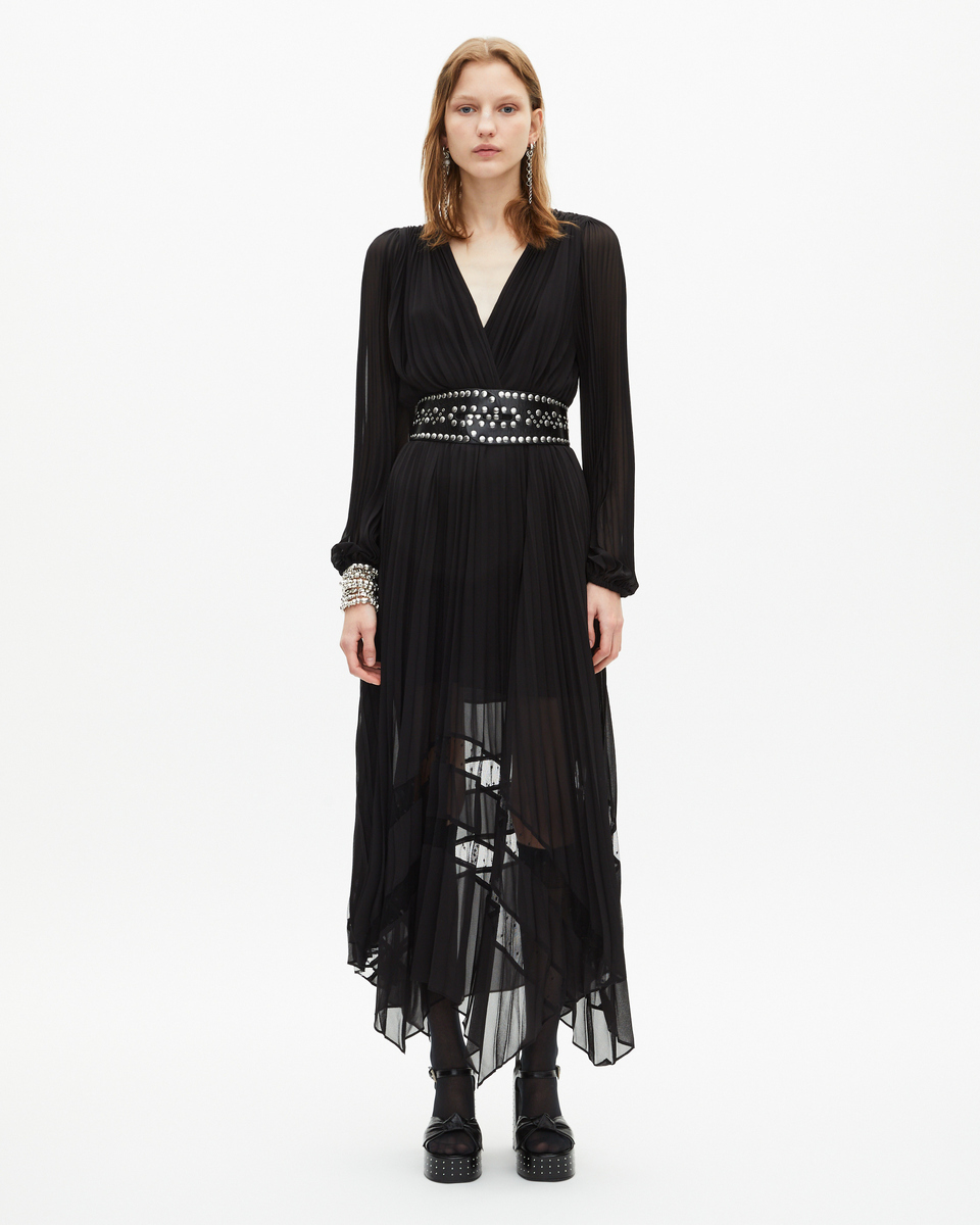 Long black pleated dress