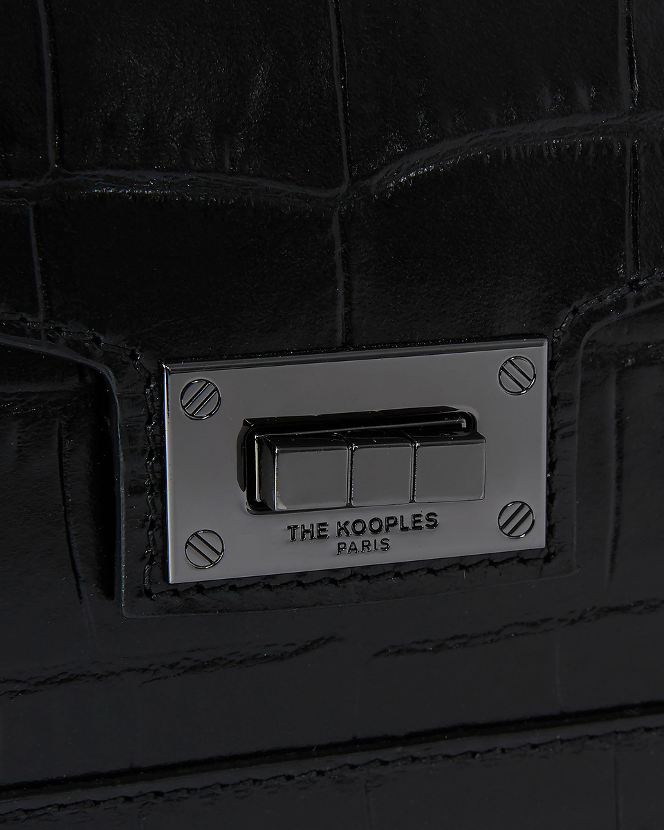 Emily small crocodile-effect bag in black leather