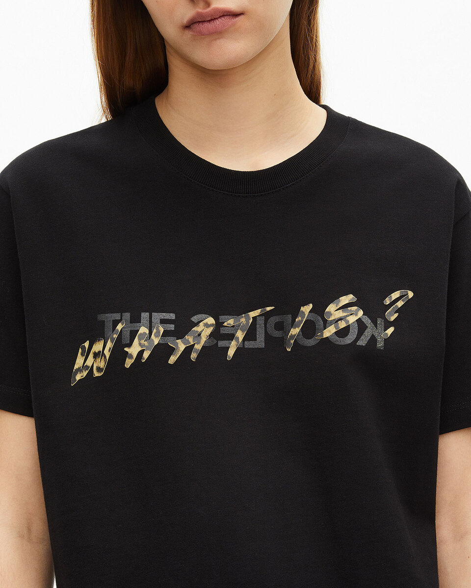 Black and Leopard-Print 'What Is' T-shirt