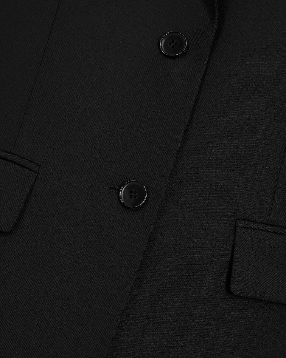 Black slim-fit wool suit jacket