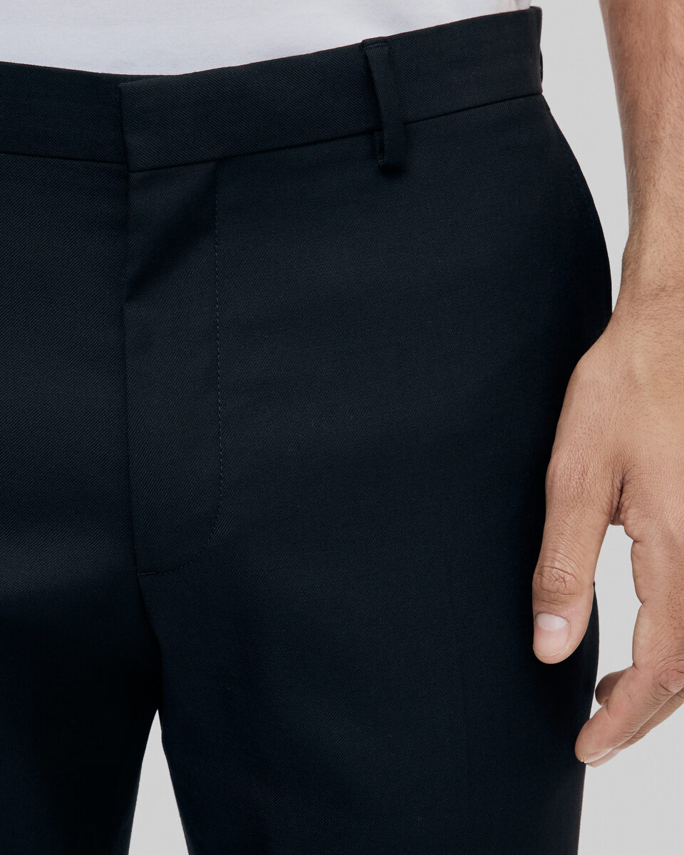 Black slim-fit wool suit pants