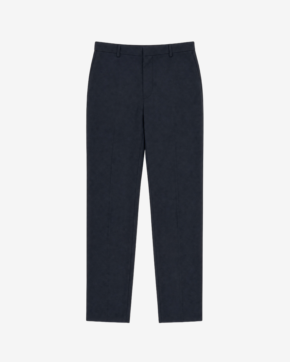 Black slim-fit wool suit pants