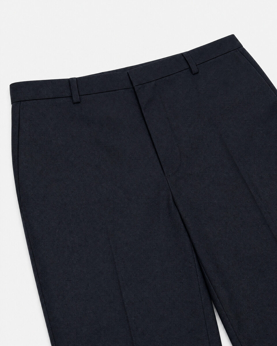 Black slim-fit wool suit pants