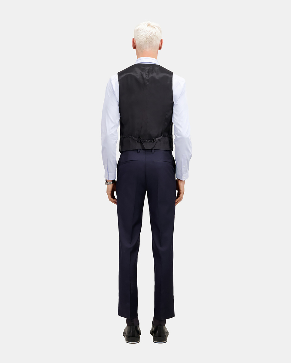 Black suit vest in wool tailored cut