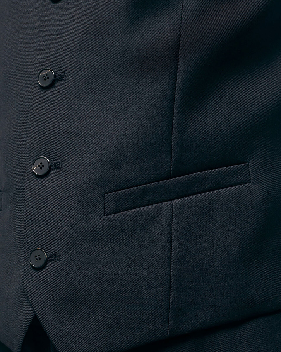 Black suit vest in wool tailored cut