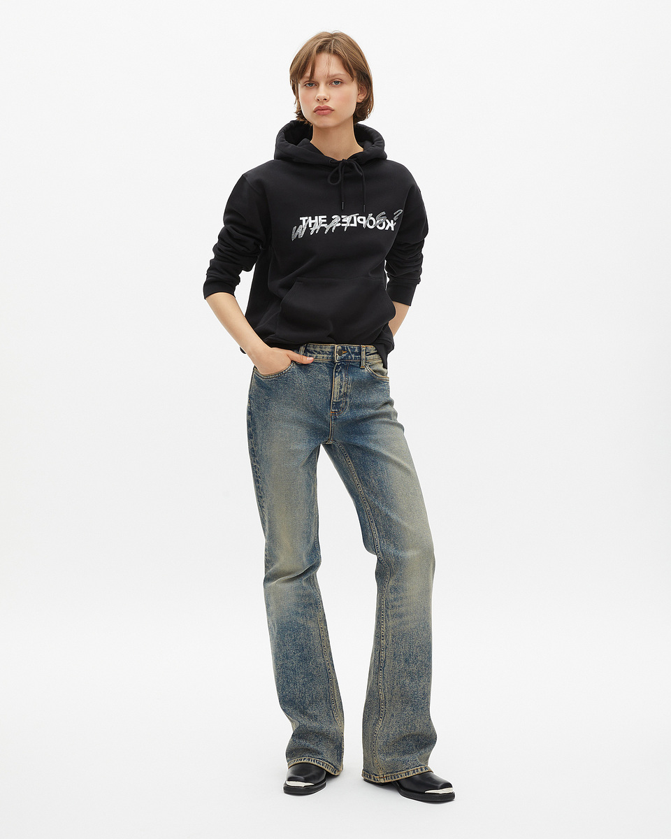 'What Is' Hoodie with Black Rhinestones