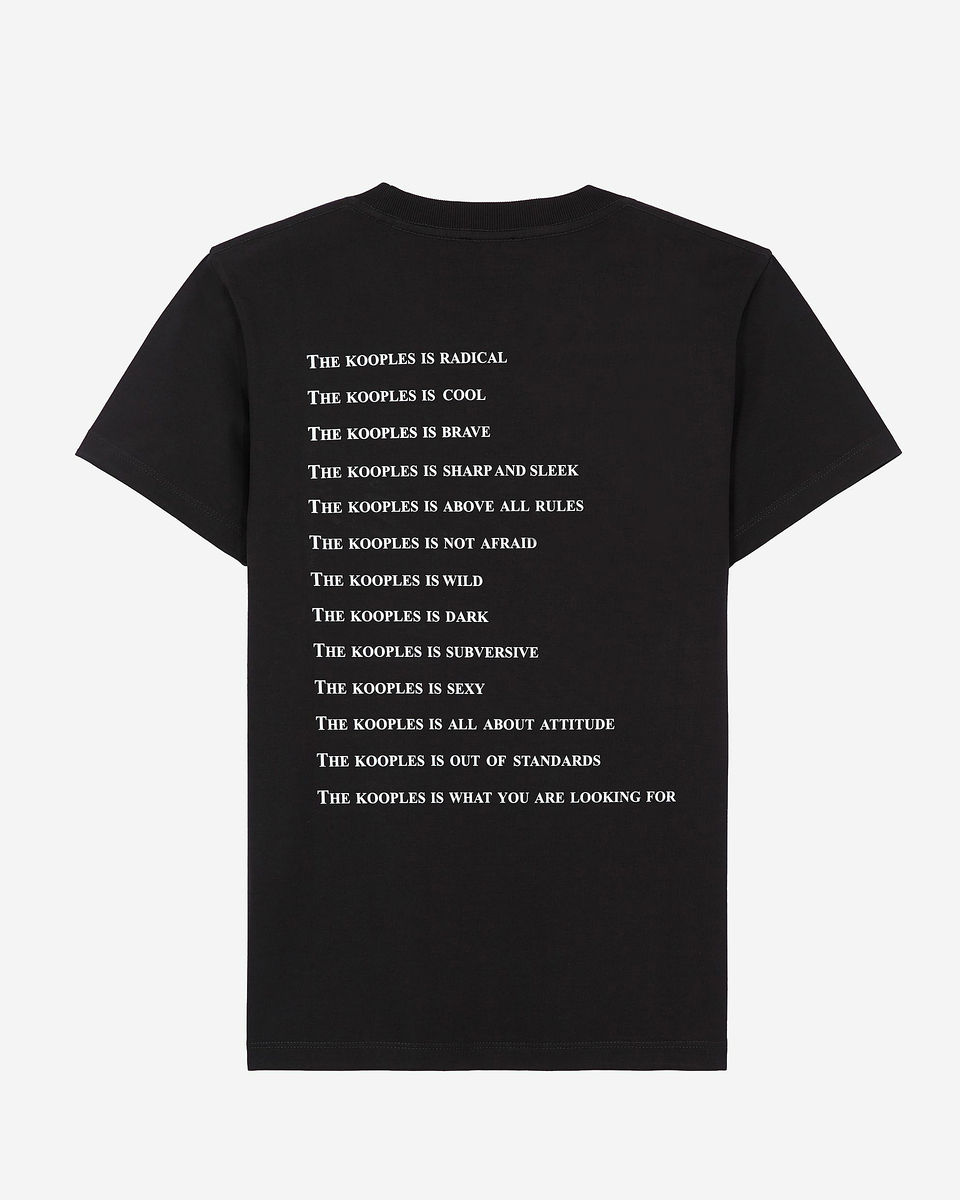 'What Is' T-shirt with black rhinestones