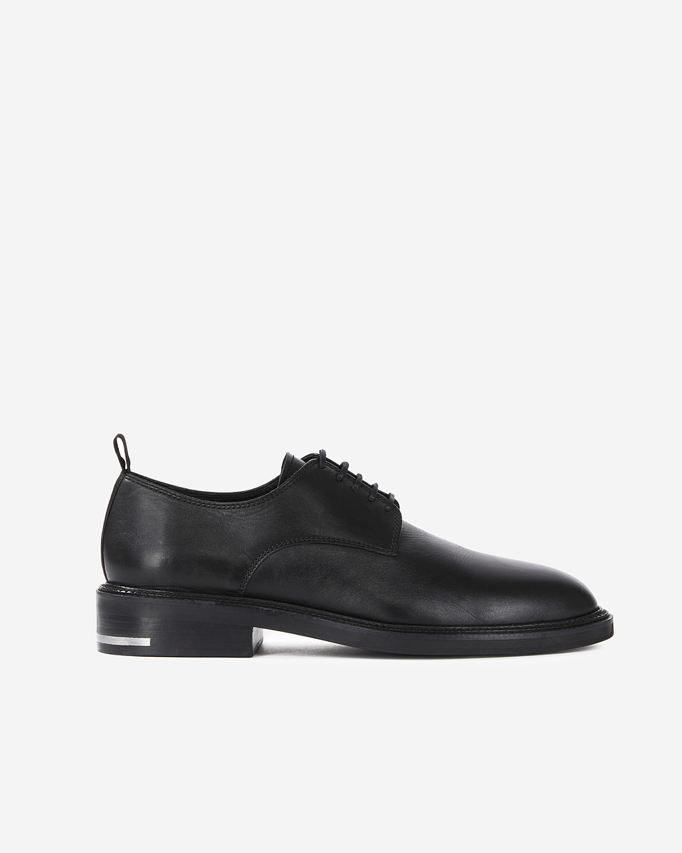 Black leather lace-up shoes