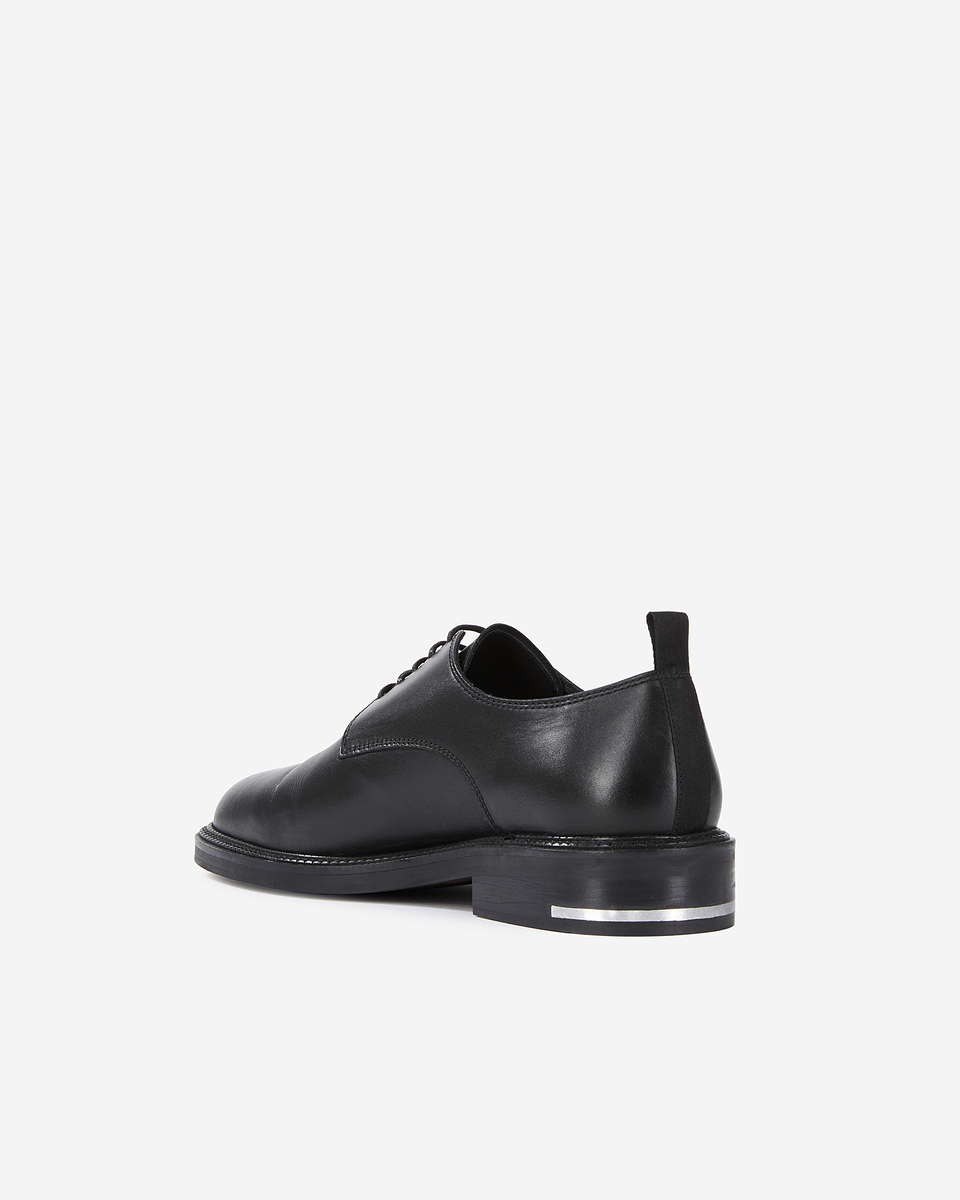Black leather lace-up shoes