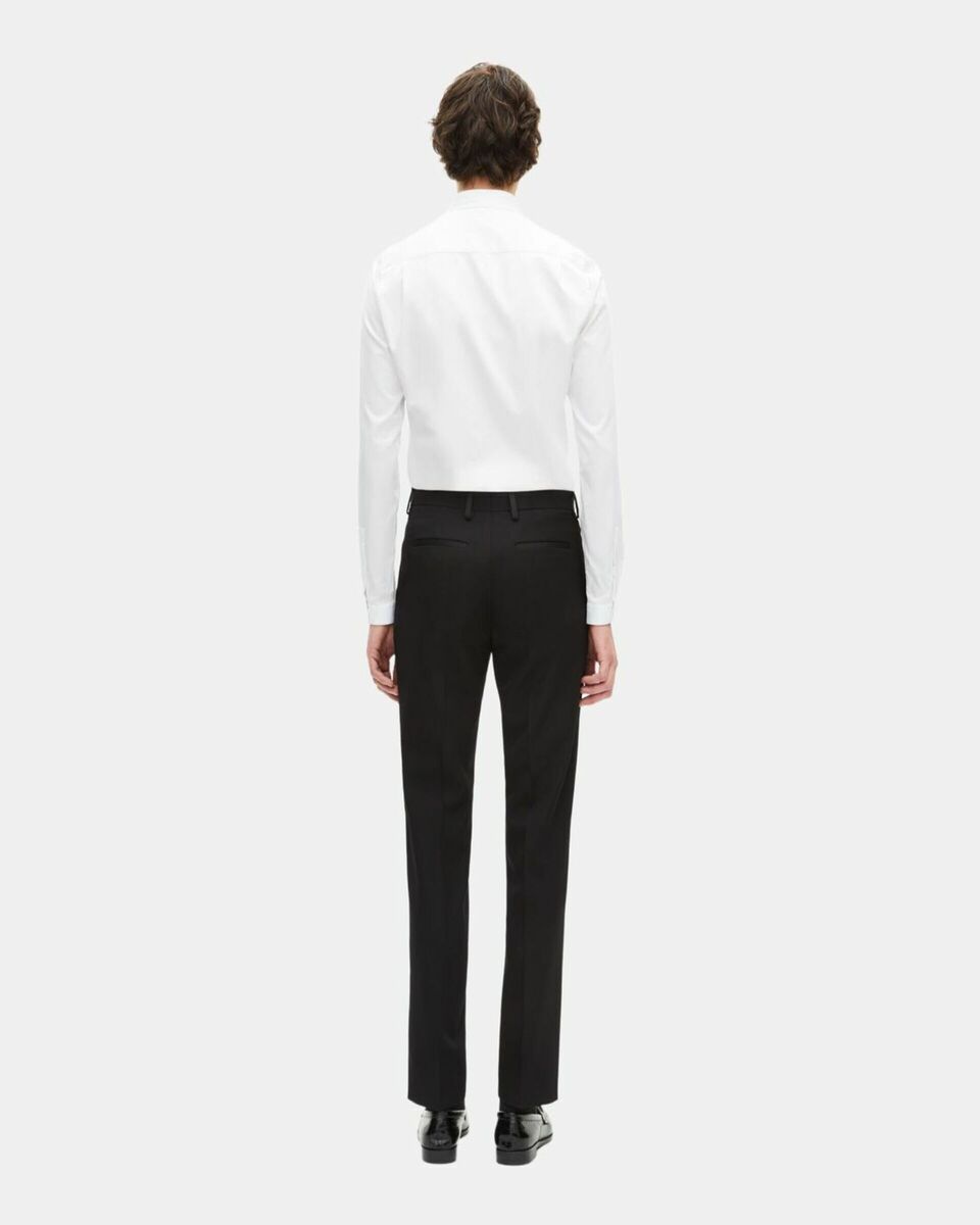 Tuxedo pants with straight black satin details