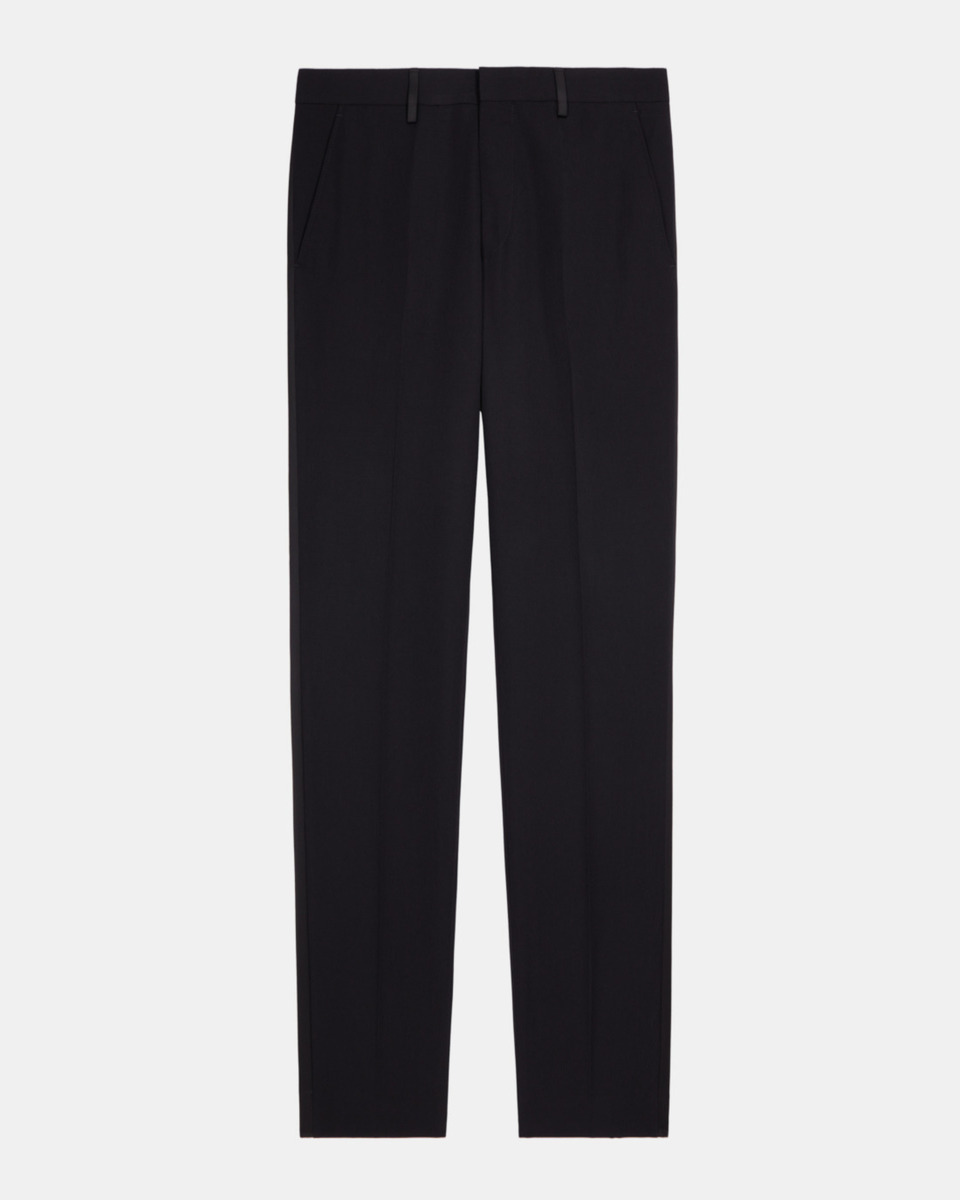 Tuxedo pants with straight black satin details