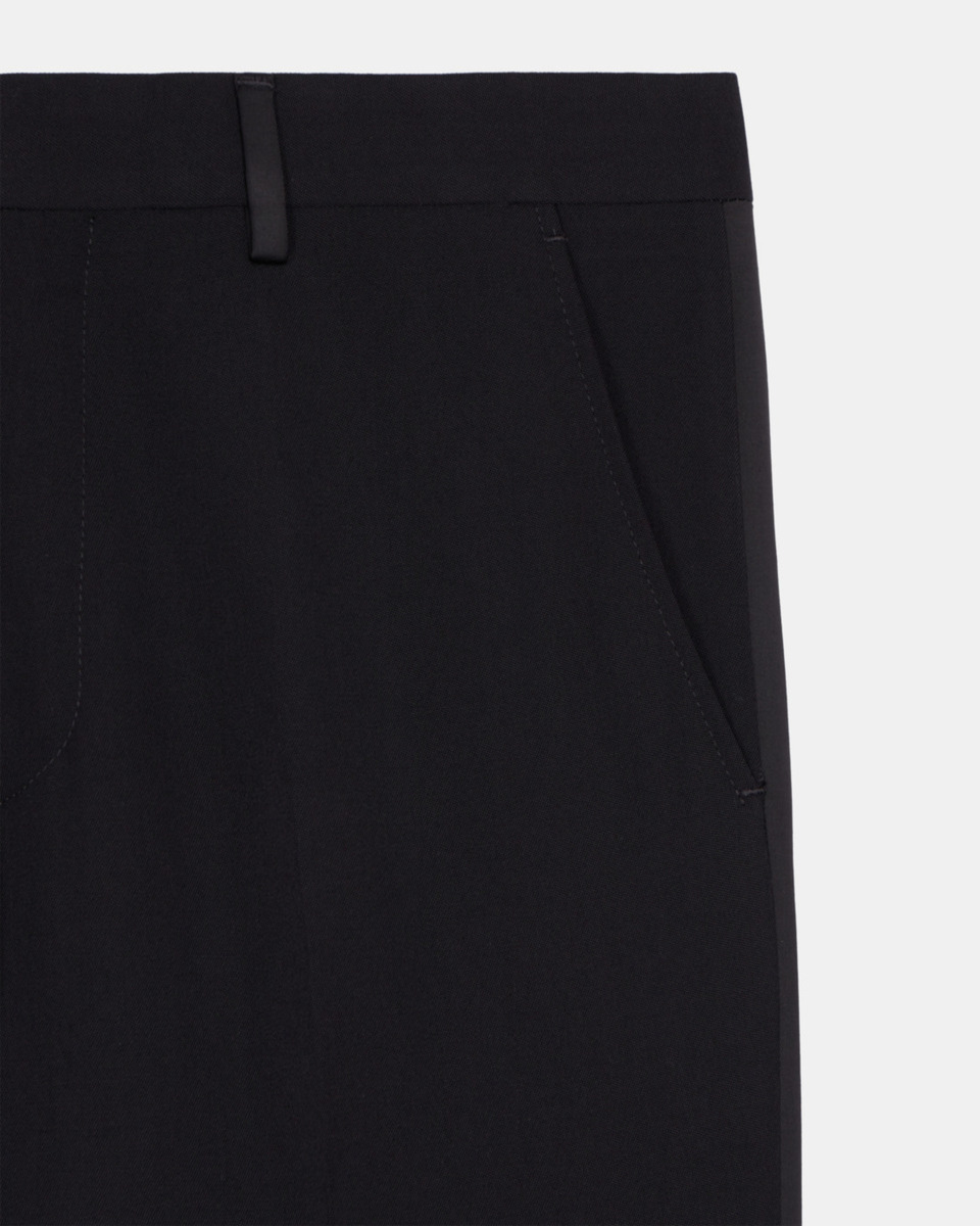 Tuxedo pants with straight black satin details