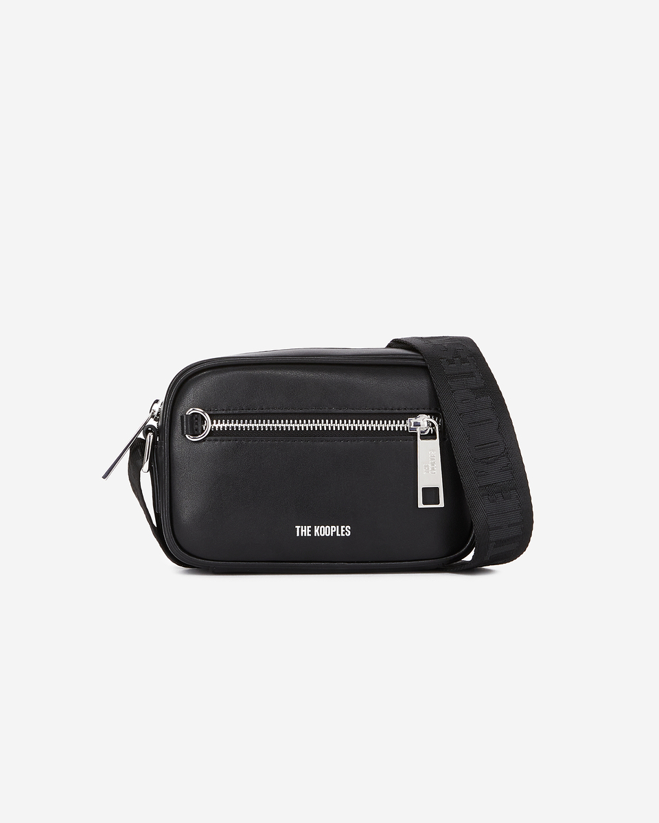 Small black leather messenger bag