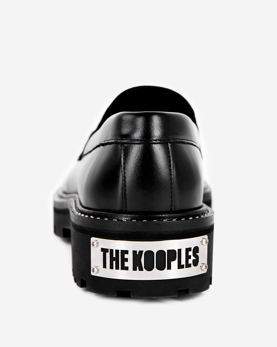 Black leather loafers