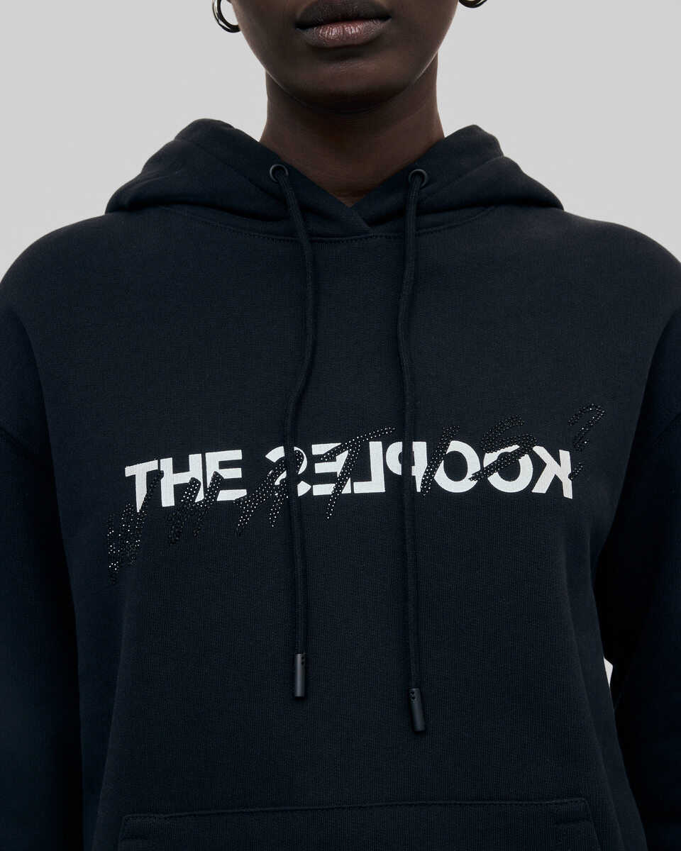 'What Is' Hoodie with Black Rhinestones