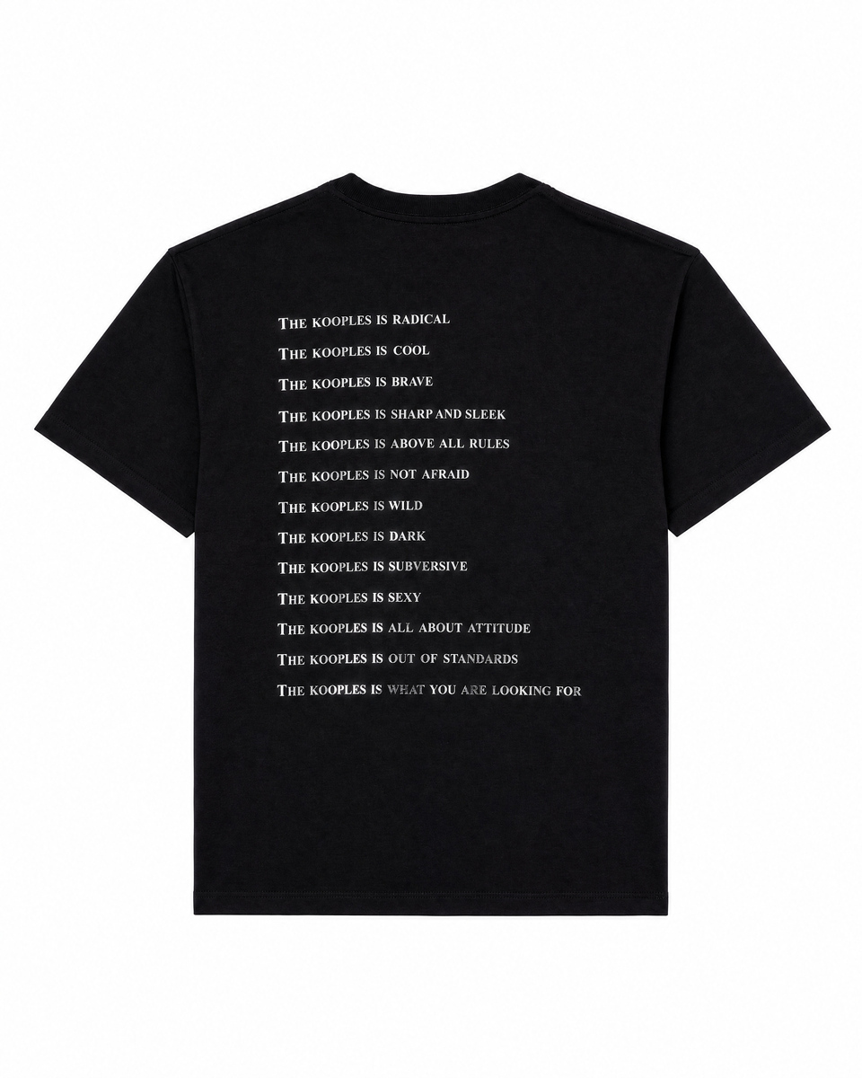'What Is' T-shirt with black rhinestones