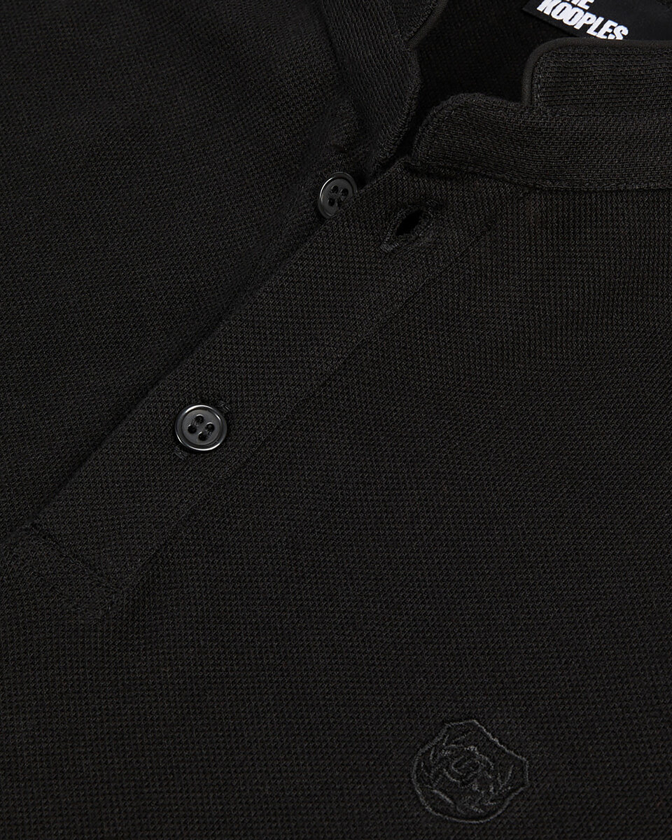Black pique cotton polo t-shirt