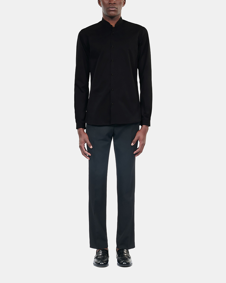 Slim-fit black smart twill shirt