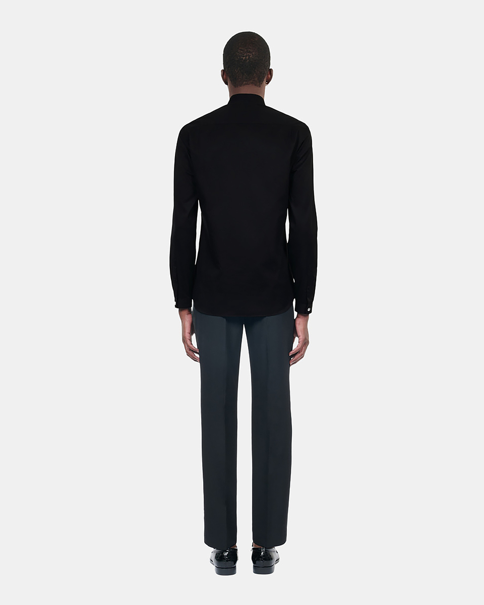 Slim-fit black smart twill shirt