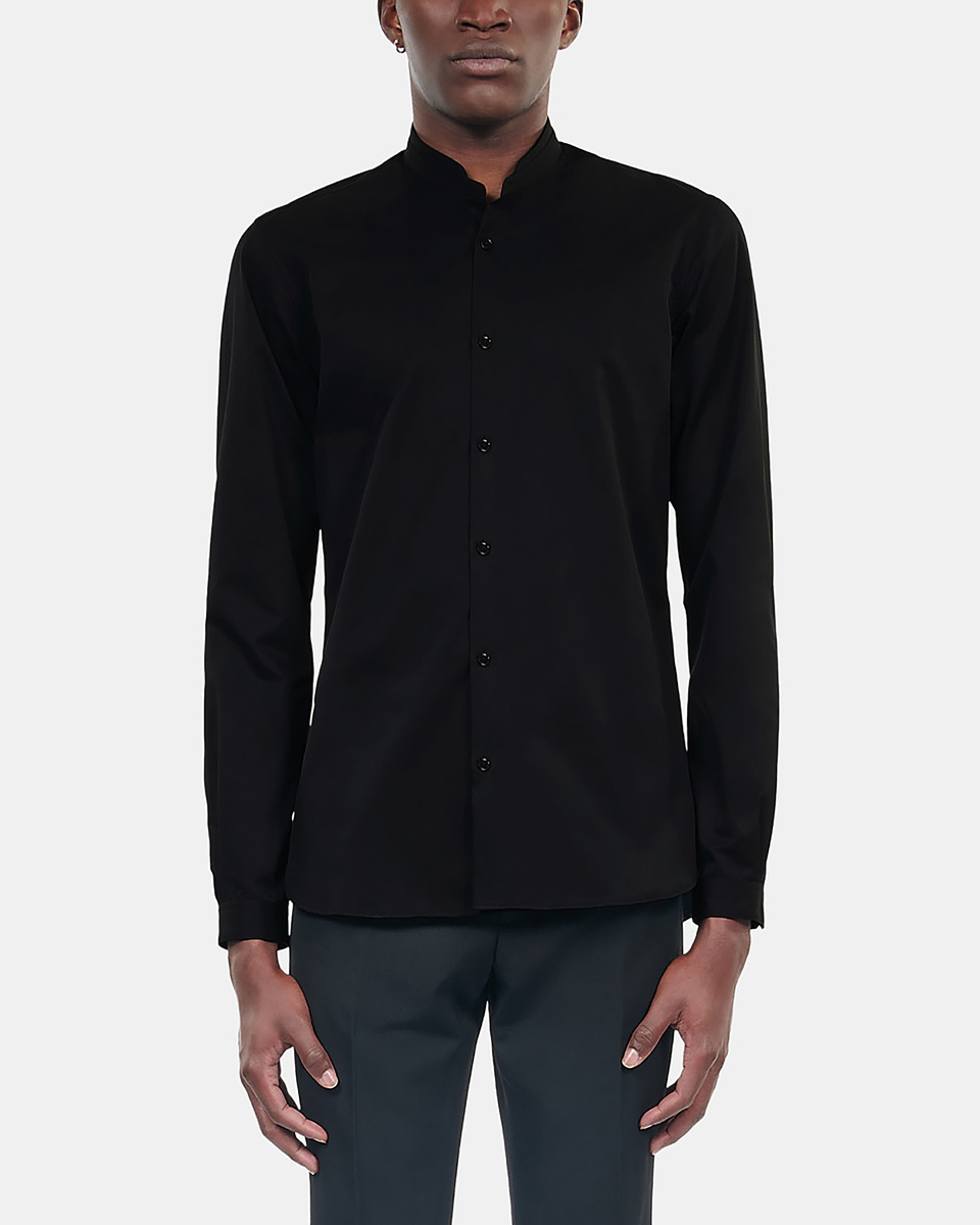 Slim-fit black smart twill shirt
