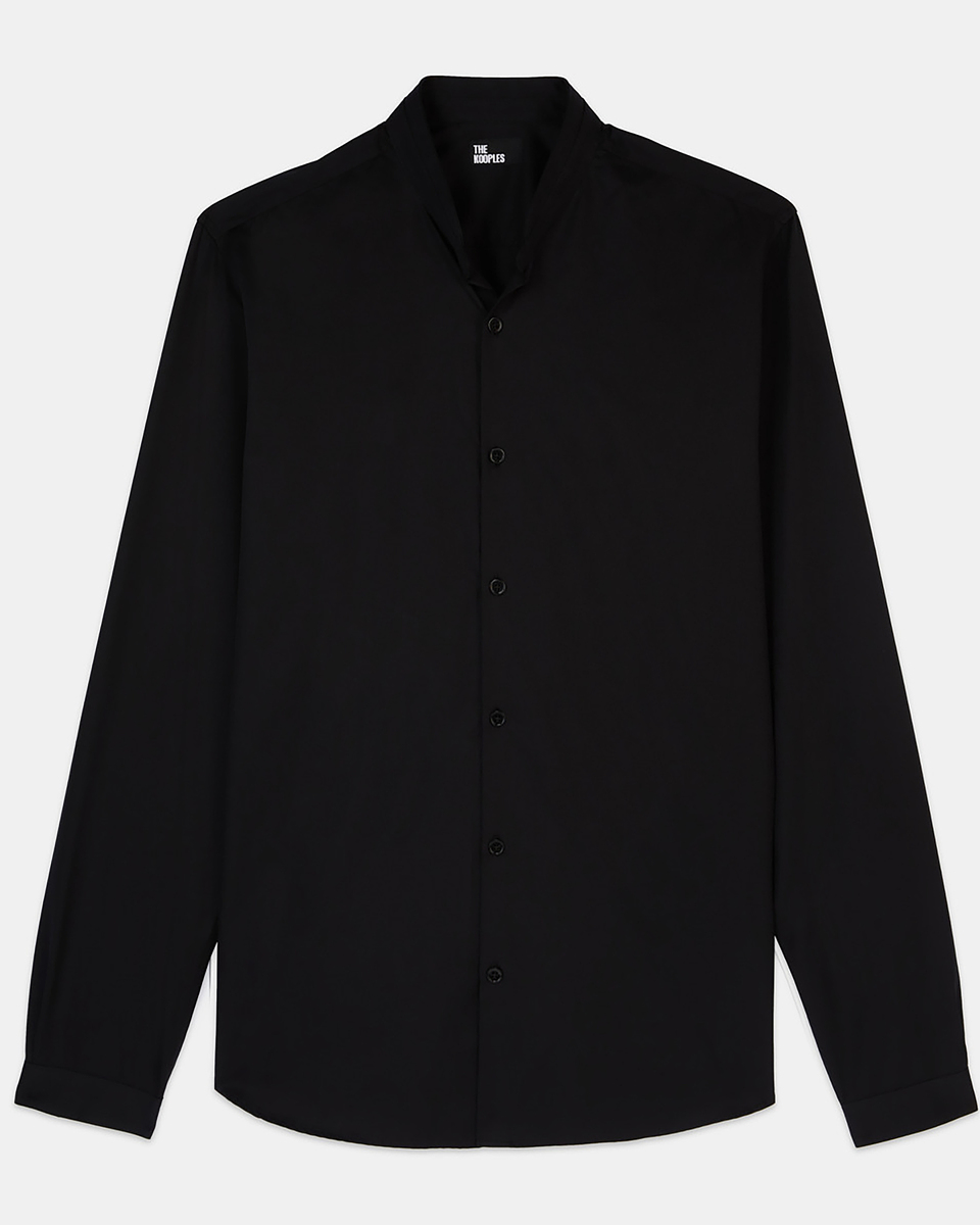 Slim-fit black smart twill shirt