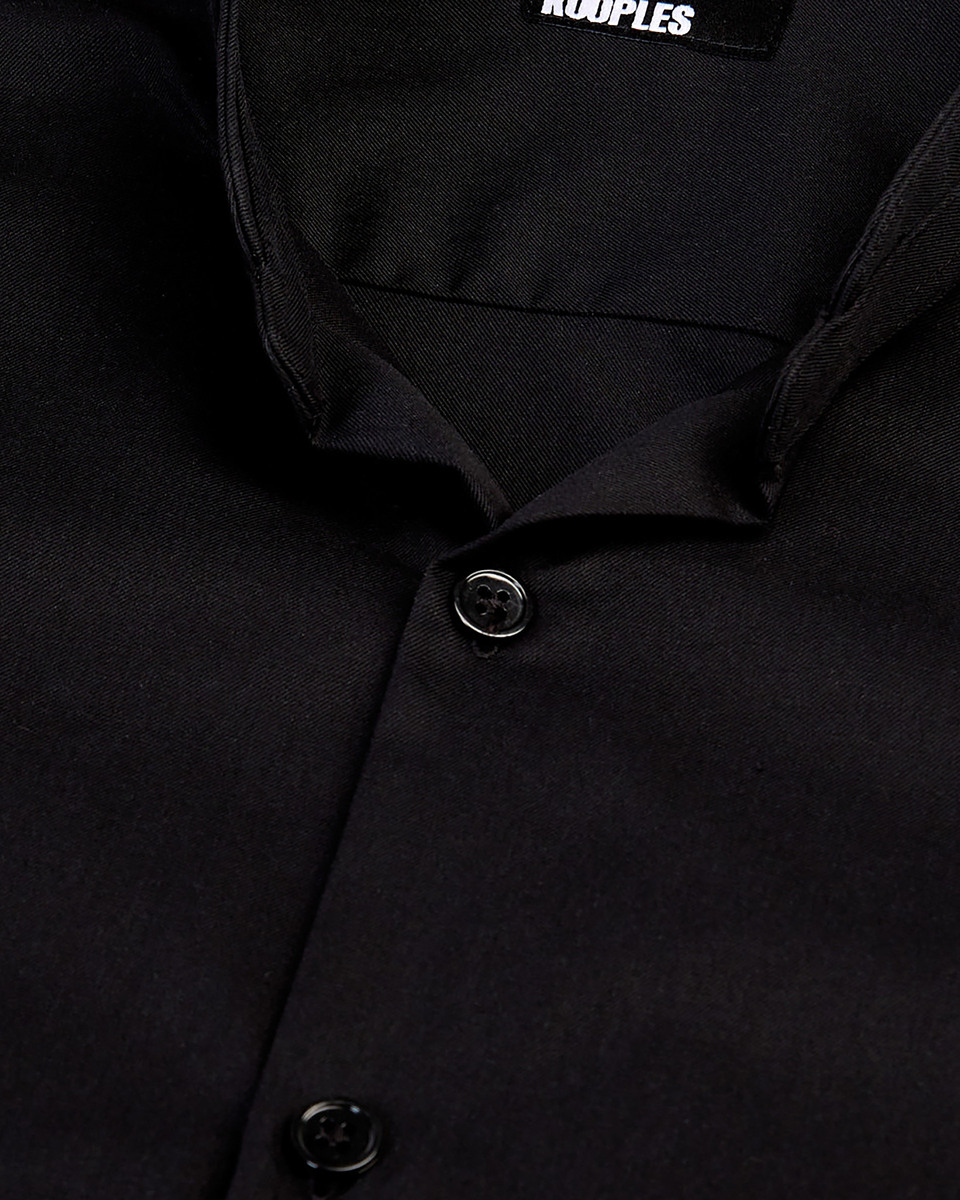 Slim-fit black smart twill shirt