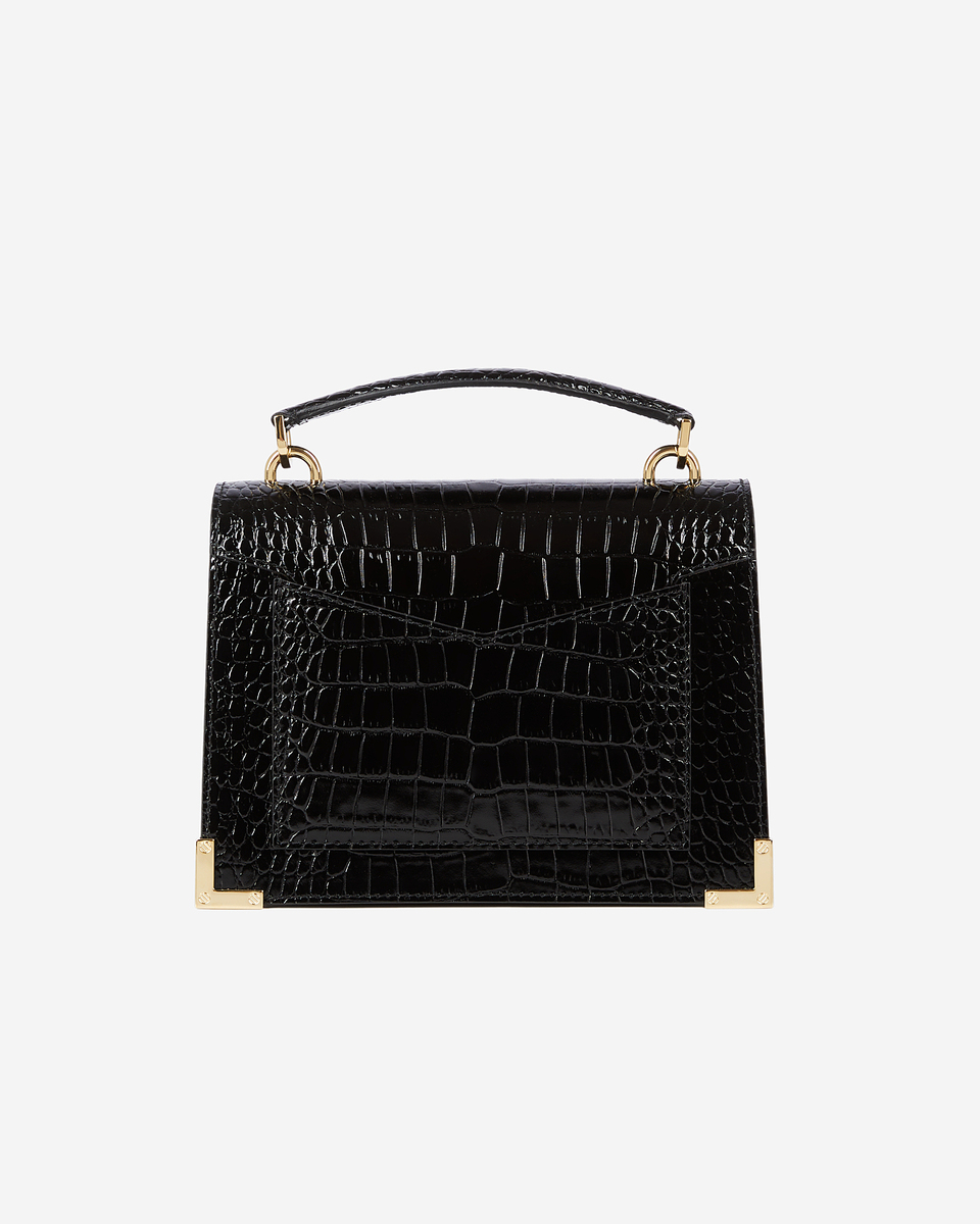 Emily small crocodile effect bag in black leather
