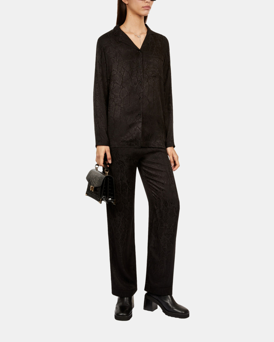 Emily small crocodile effect bag in black leather