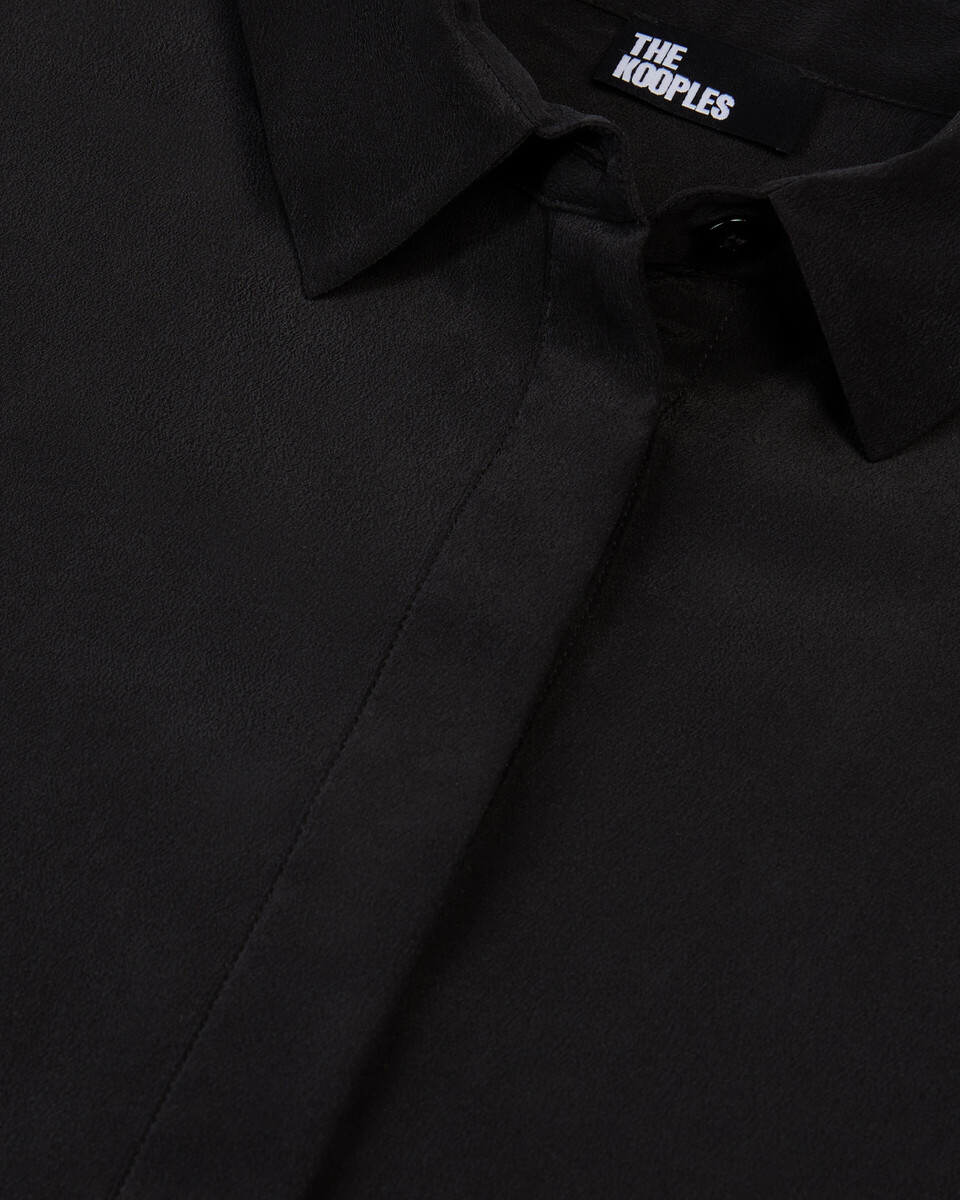 Loose black washed silk shirt