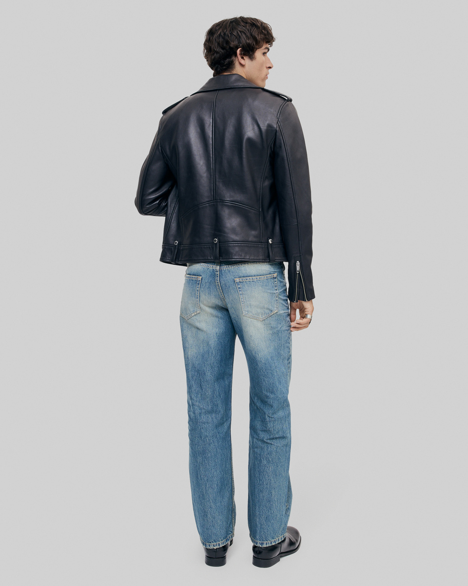 Black leather biker jacket