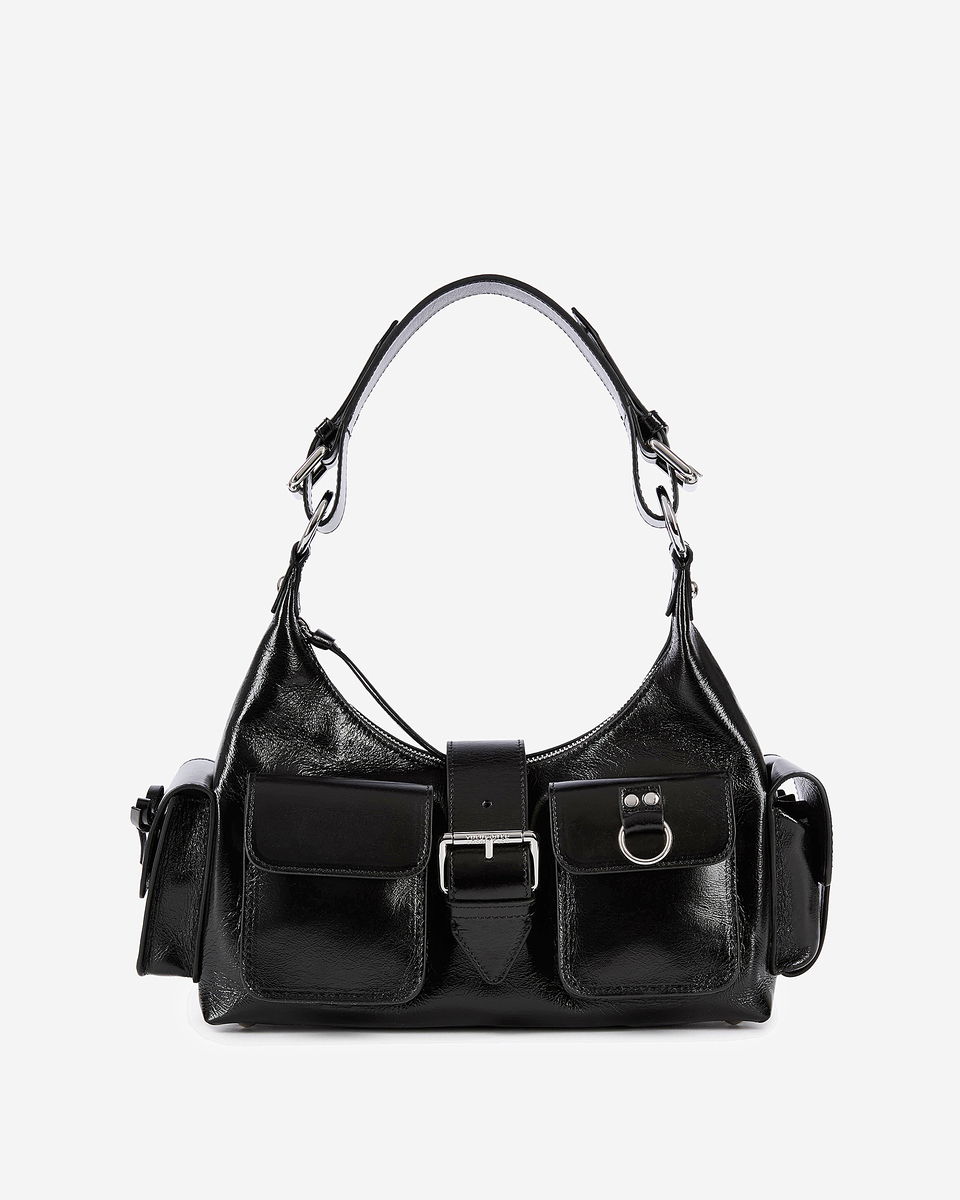 Amelia bag in black cracked leather