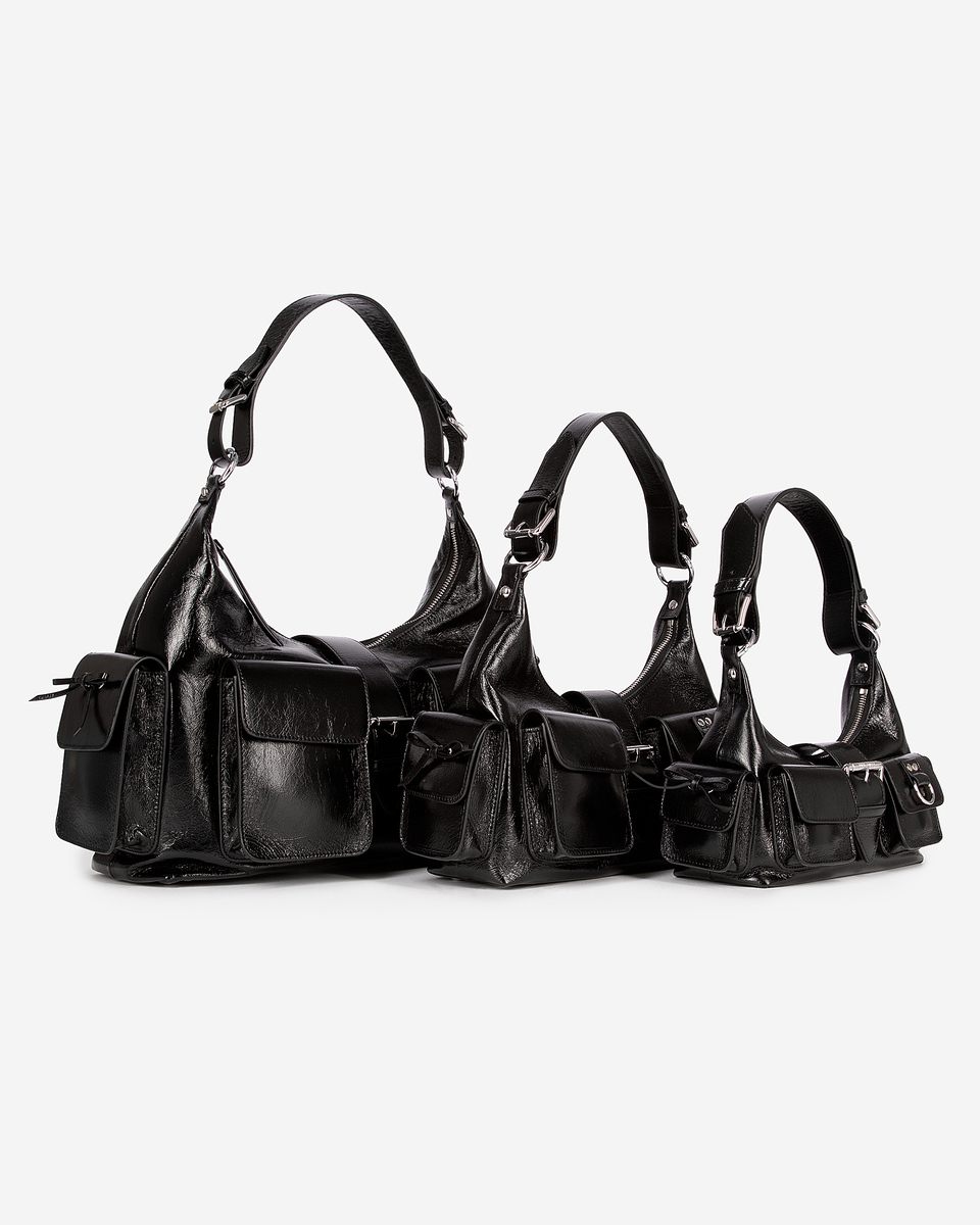 Amelia bag in black cracked leather