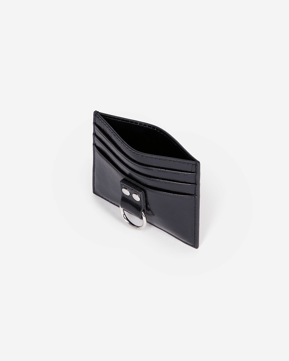 Amelia black leather card case
