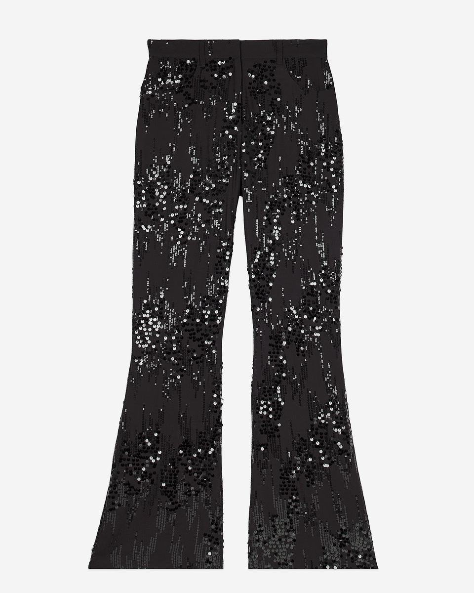Black sequinned flare pants