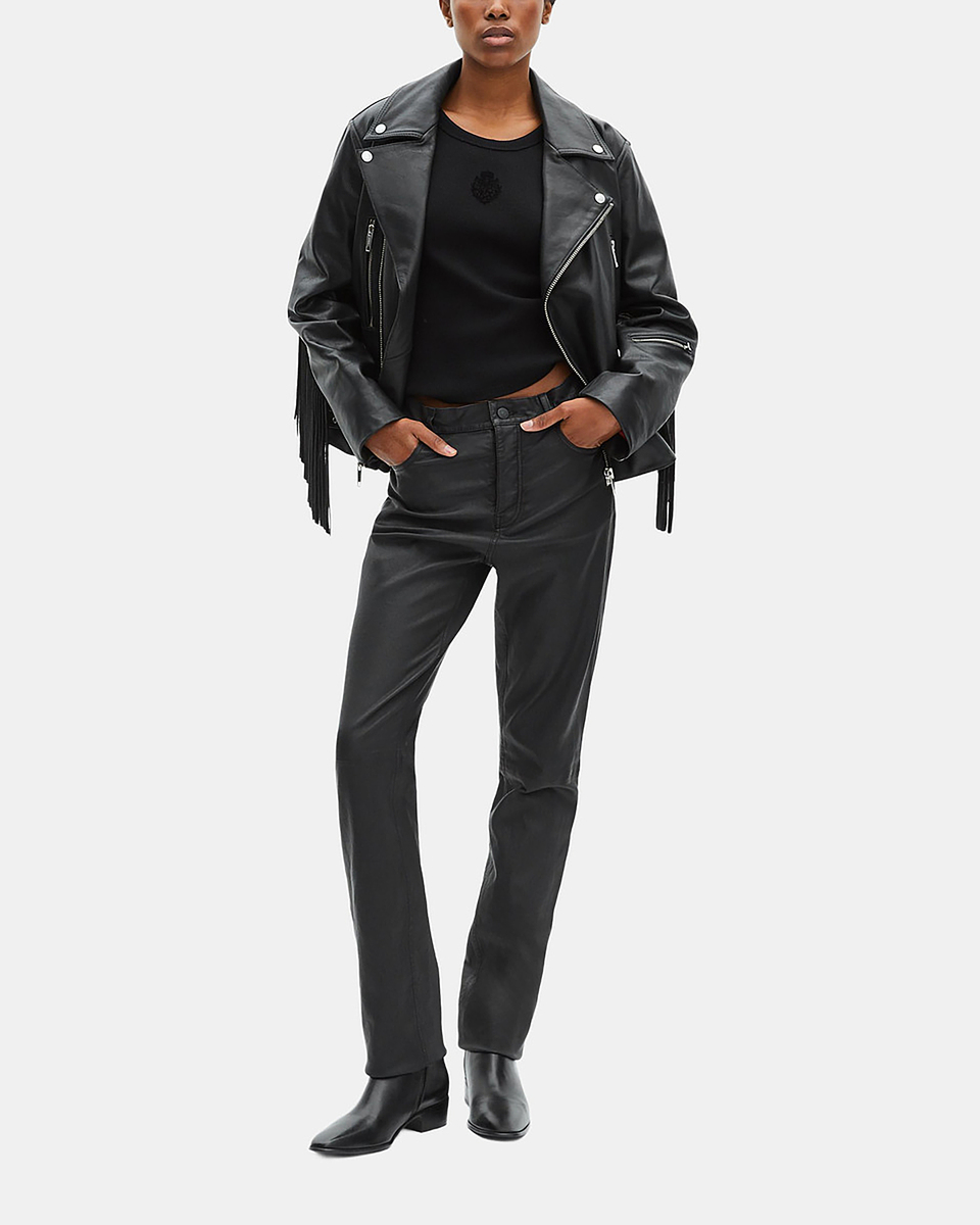 Black fringed leather jacket
