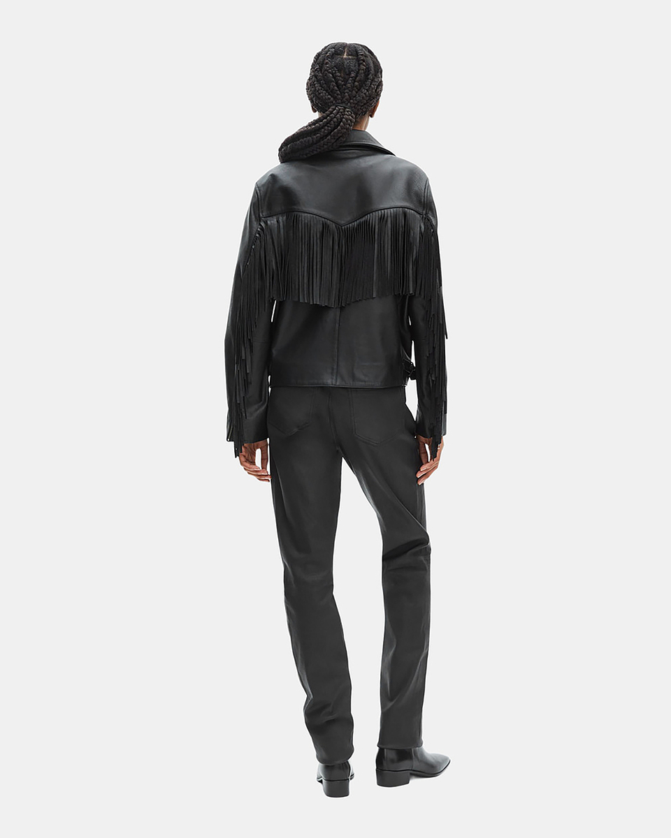 Black fringed leather jacket