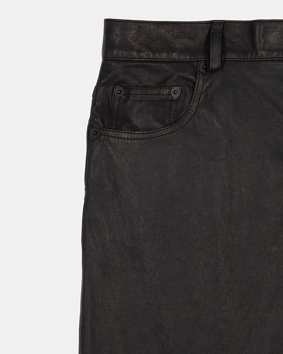 Black leather slim-fit pants