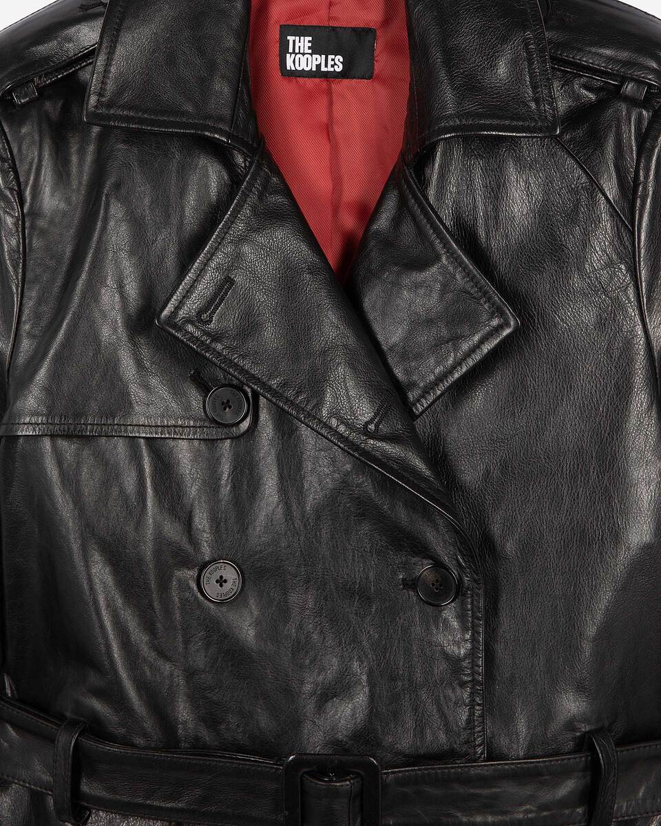 Long black leather trench coat