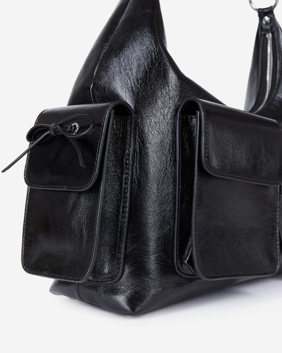 Black leather Amelia XL bag