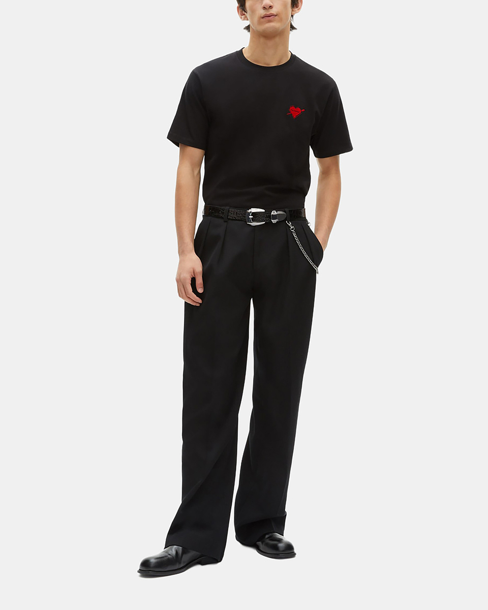 T-shirt with black heart flocking