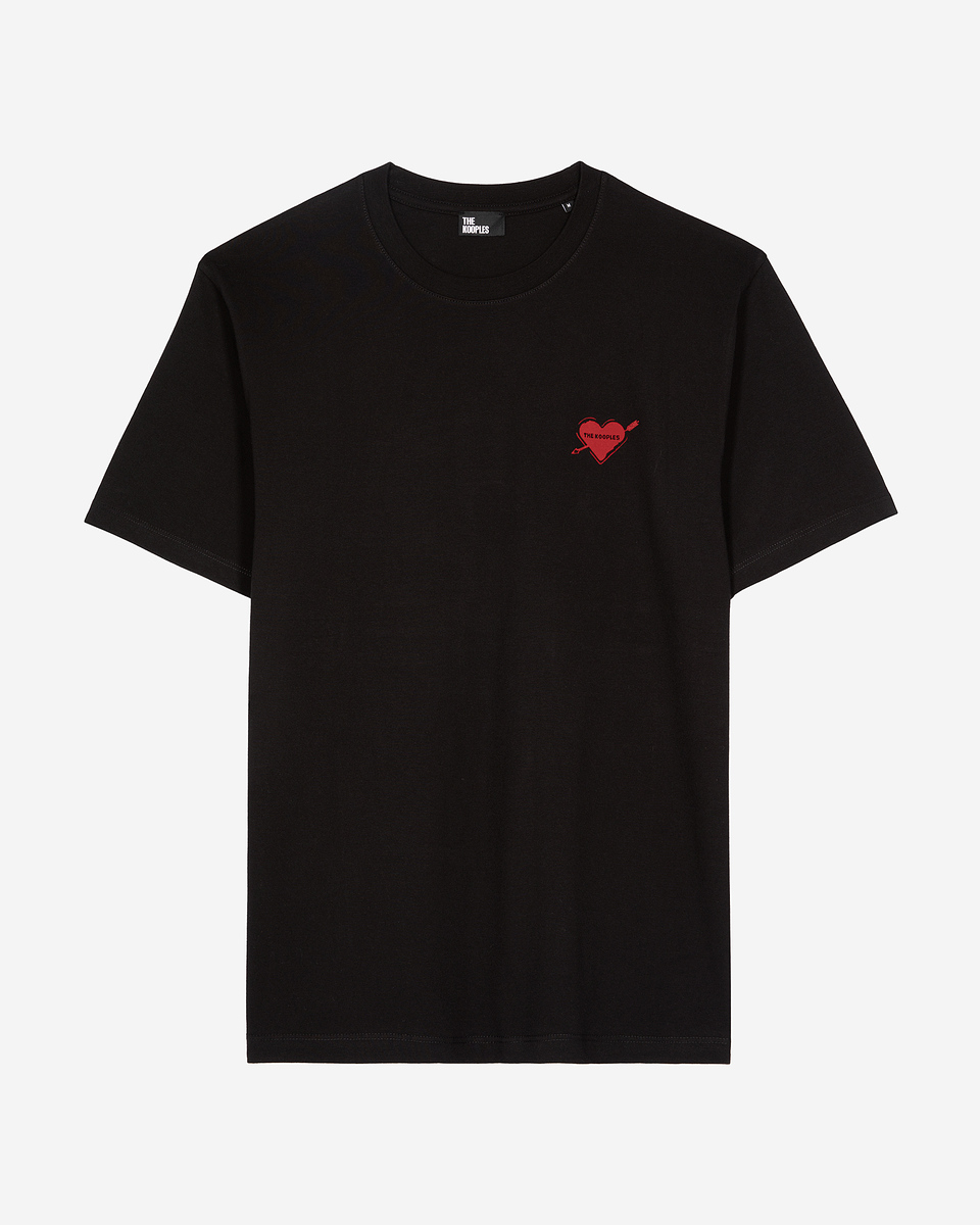 T-shirt with black heart flocking