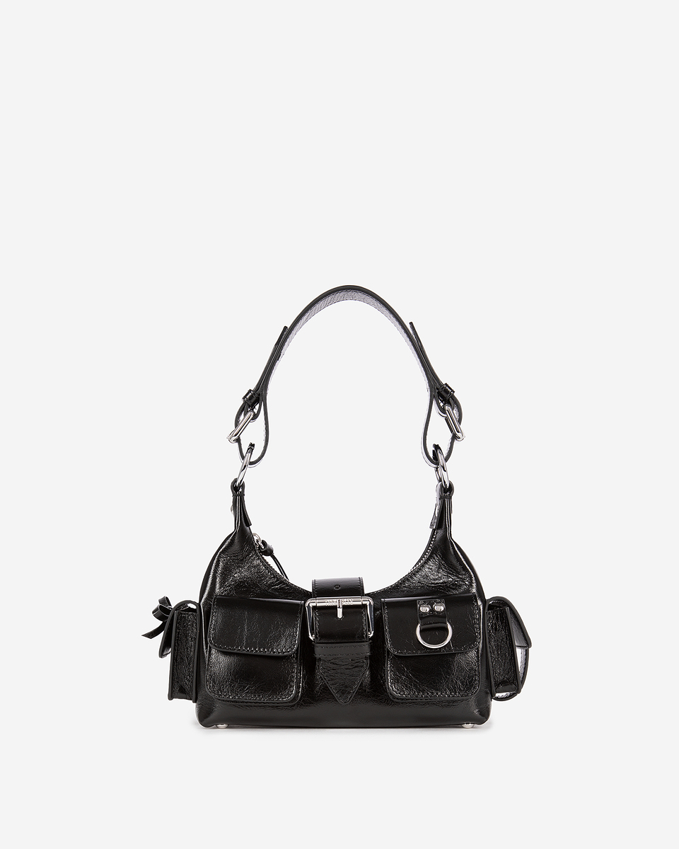 Amelia small bag in black cracked leather