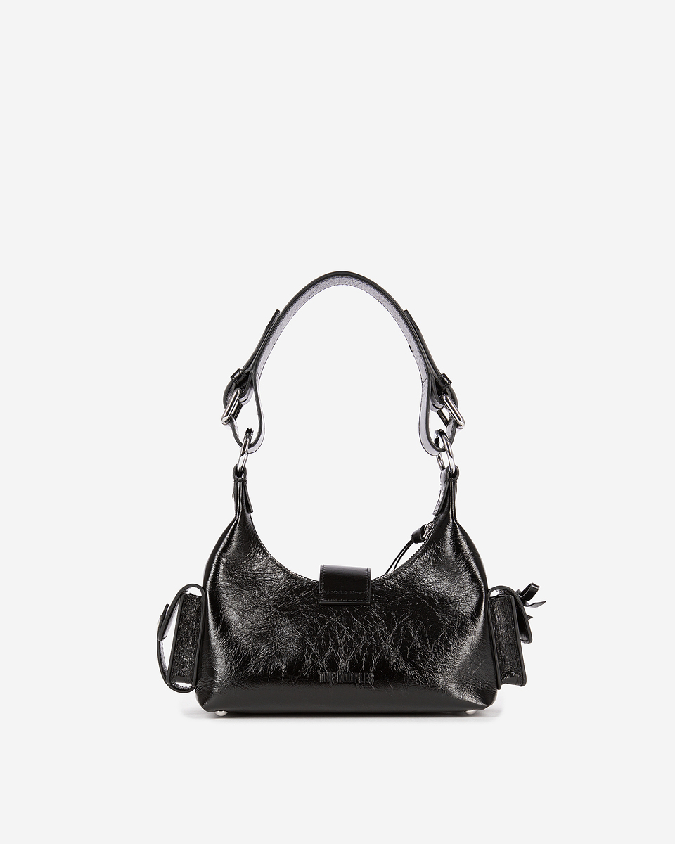 Amelia small bag in black cracked leather
