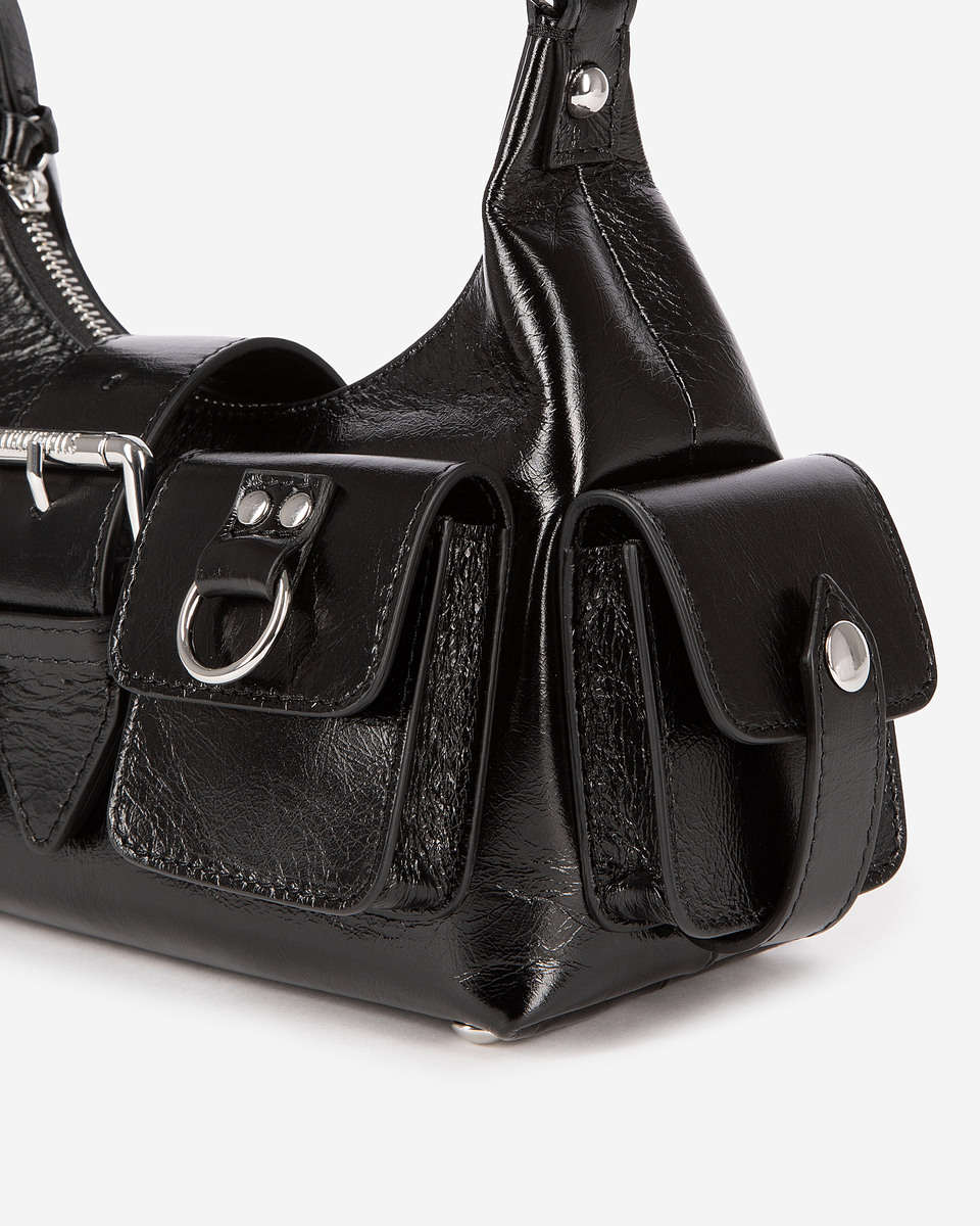 Amelia small bag in black cracked leather