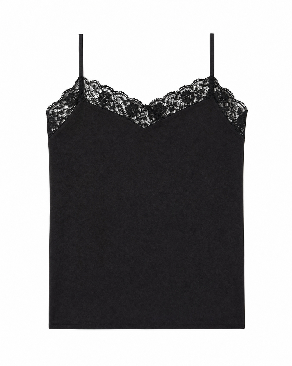 Black silk and lace camisole